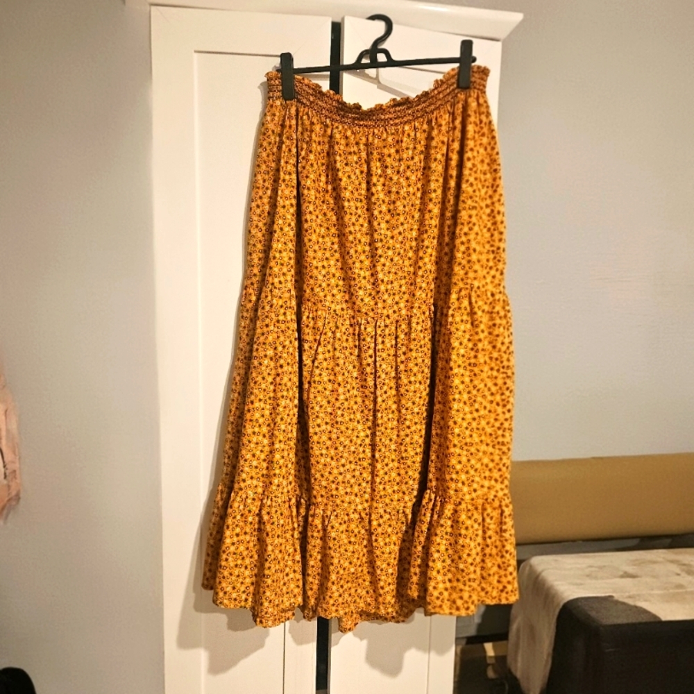 Vintage Prairie Fall Orange Cotton Skirt XXL